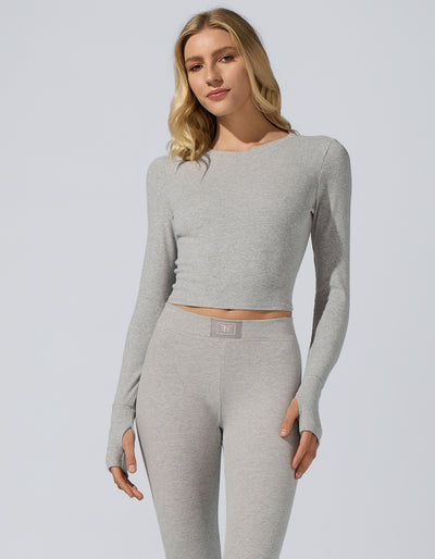 Rib Crop Top [Heather Grey]